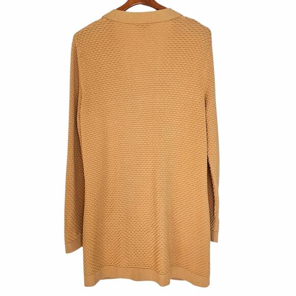 COS Mustard Tan Textured V Neck Button Up Long Cardigan Sweater - Picture 3 of 7